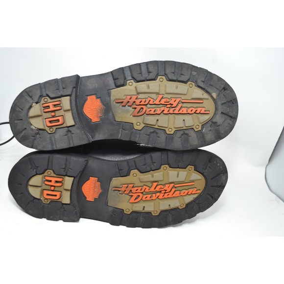 Harley Davidson Biker Boots Mens 9.5 Black 95138 Leather Cap Toe Zip Up/ Lace Up - Picture 9 of 12